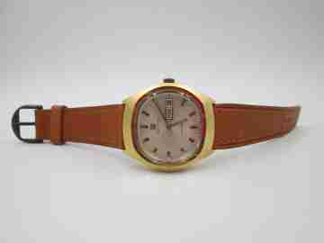 Zenith. Stainless steel and gold plated. Automatic. Date & day. 1975's. Strap