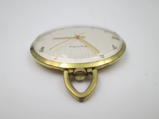 Zentra pendant watch. Gold plated metal. Manual wind. Ring on top. Germany. 1960's