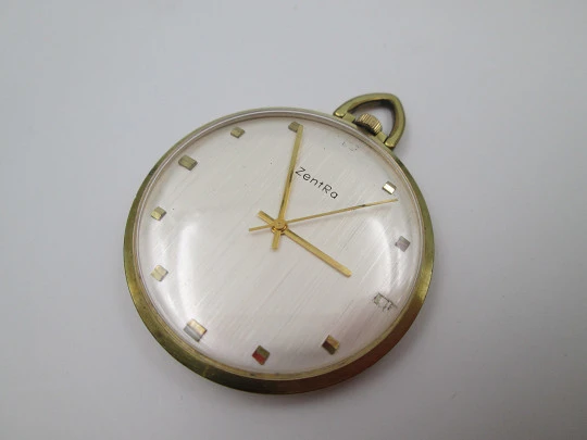 Zentra pendant watch. Gold plated metal. Manual wind. Ring on top. Germany. 1960's