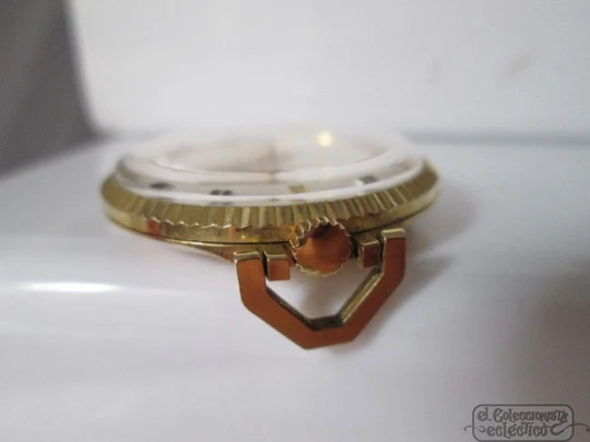 Zentra pendant watch. Gold plated metal. Manual wind. Ring on top. Germany. 1960's