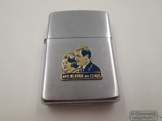 Zippo Beatrix of the Netherlands and Claus von Amsburg. 1989. Petrol