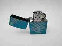 Zippo Fractal petrol pocket lighter. Chromed metal and blue enamel. 2010. USA