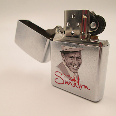 frank sinatra cigarette lighter Zippo Frank Sinatra 2002 Petrol Silver Plated Brass Box