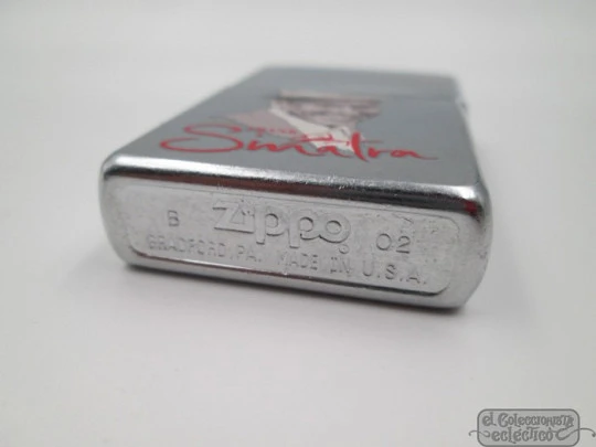 Zippo Frank Sinatra. 2002. Petrol. Silver plated brass. Box