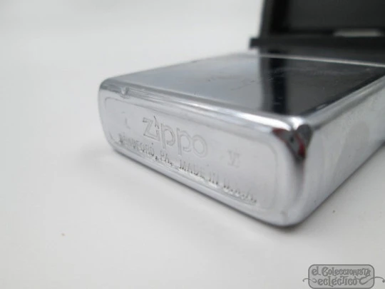 Zippo Kamasaki. 1990. Petrol. Silver plated brass. USA