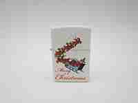 Zippo Merry Christmas petrol pocket lighter. Chromed metal & colours enamel. 2009