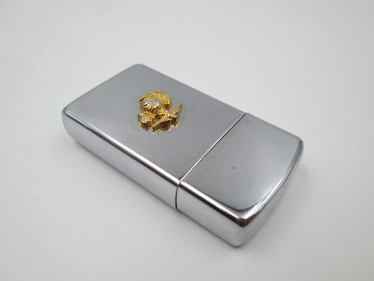 Zippo Patriotic Series. U. S. Marine Corps. Brushed chrome & gold plated