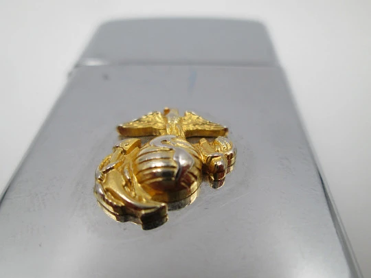 Zippo Patriotic Series. U. S. Marine Corps. Brushed chrome & gold plated