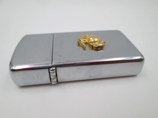 Zippo Patriotic Series. U. S. Marine Corps. Brushed chrome & gold plated
