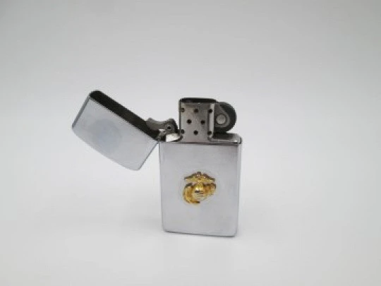 Zippo Patriotic Series. U. S. Marine Corps. Brushed chrome & gold plated