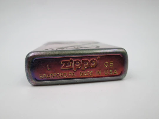 Zippo Rainbow Jazz petrol pocket lighter. Chromed metal. Multicolor finish. 2005