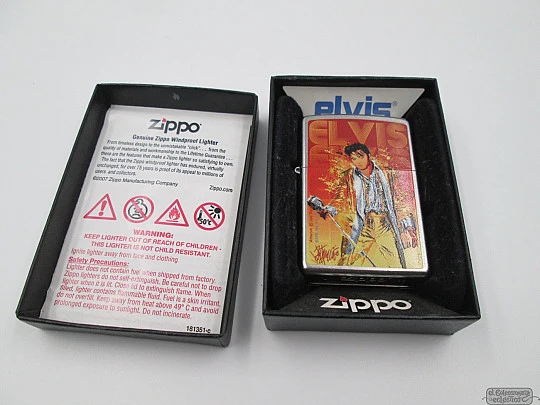 Zippo. Elvis Presley. Gasolina. 2009. Edición limitada. Latón plateado