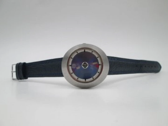 Zodiac Astrographic SST. Automatic. Steel. Mystery blue dial. Calendar. 1970's