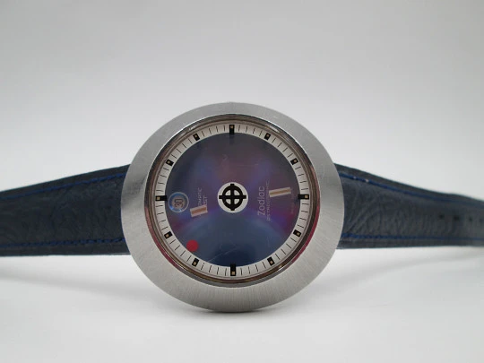 Zodiac Astrographic SST. Automatic. Steel. Mystery blue dial. Calendar. 1970's