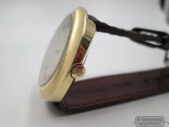 Zodiac LTD 34. Gold plated & stainless steel. Automatic. 1970. Oval case