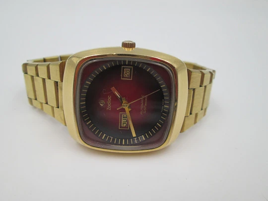 Zodiac SST 36000. 10 microns gold plated. Automatic. Calendar. Bracelet. 1970's