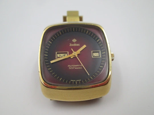 Zodiac SST 36000. Automático. Chapado oro. Calendario. Brazalete. 1970. Suiza