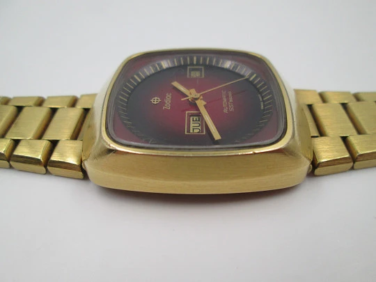 Zodiac SST 36000. Automático. Chapado oro. Calendario. Brazalete. 1970. Suiza