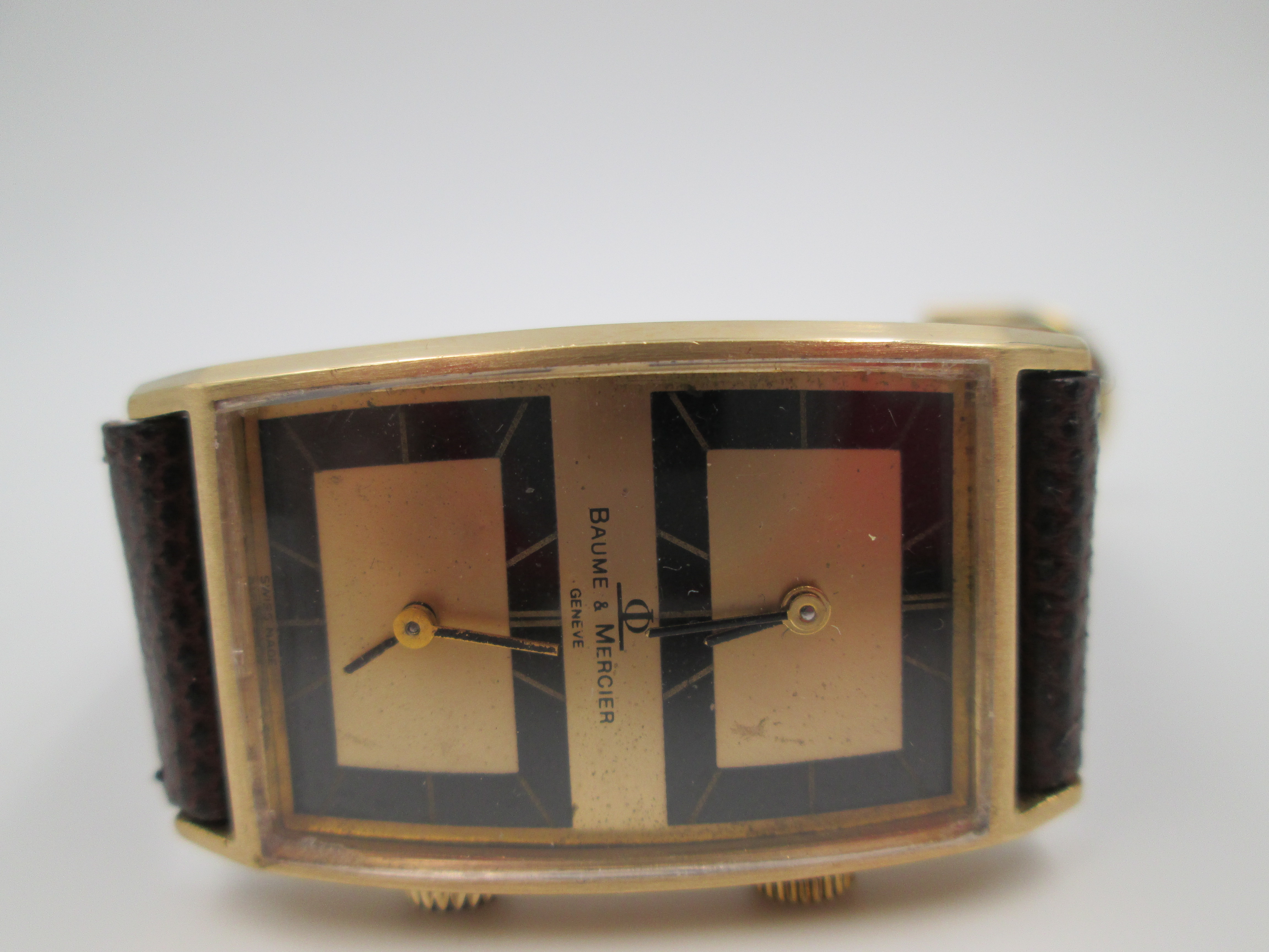 Baume And Mercier Dual Time 1970s 18k Gold Manual Wind El