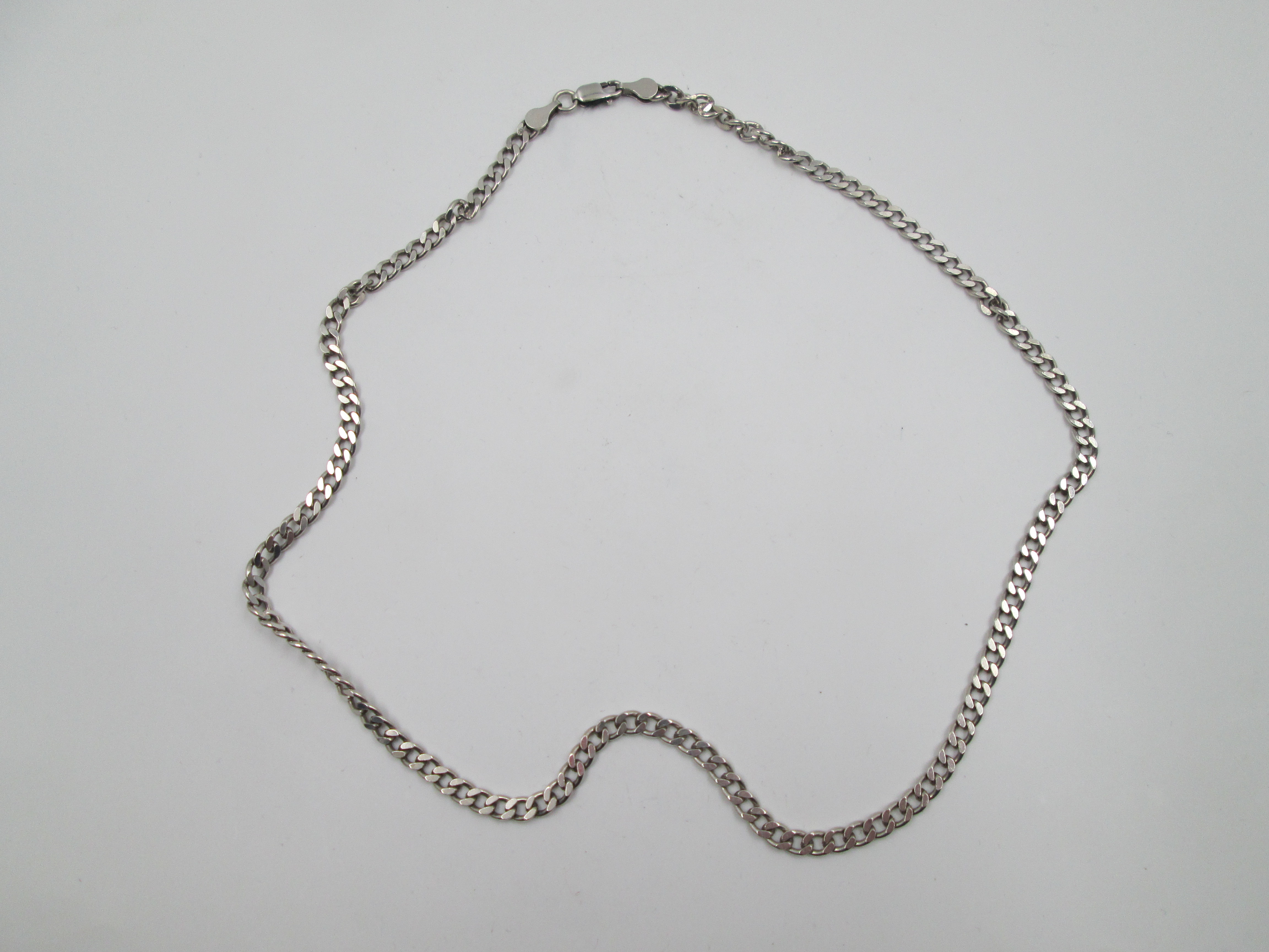 Womens Curb Chain Sterling Silver Interlocking Flat Links | El