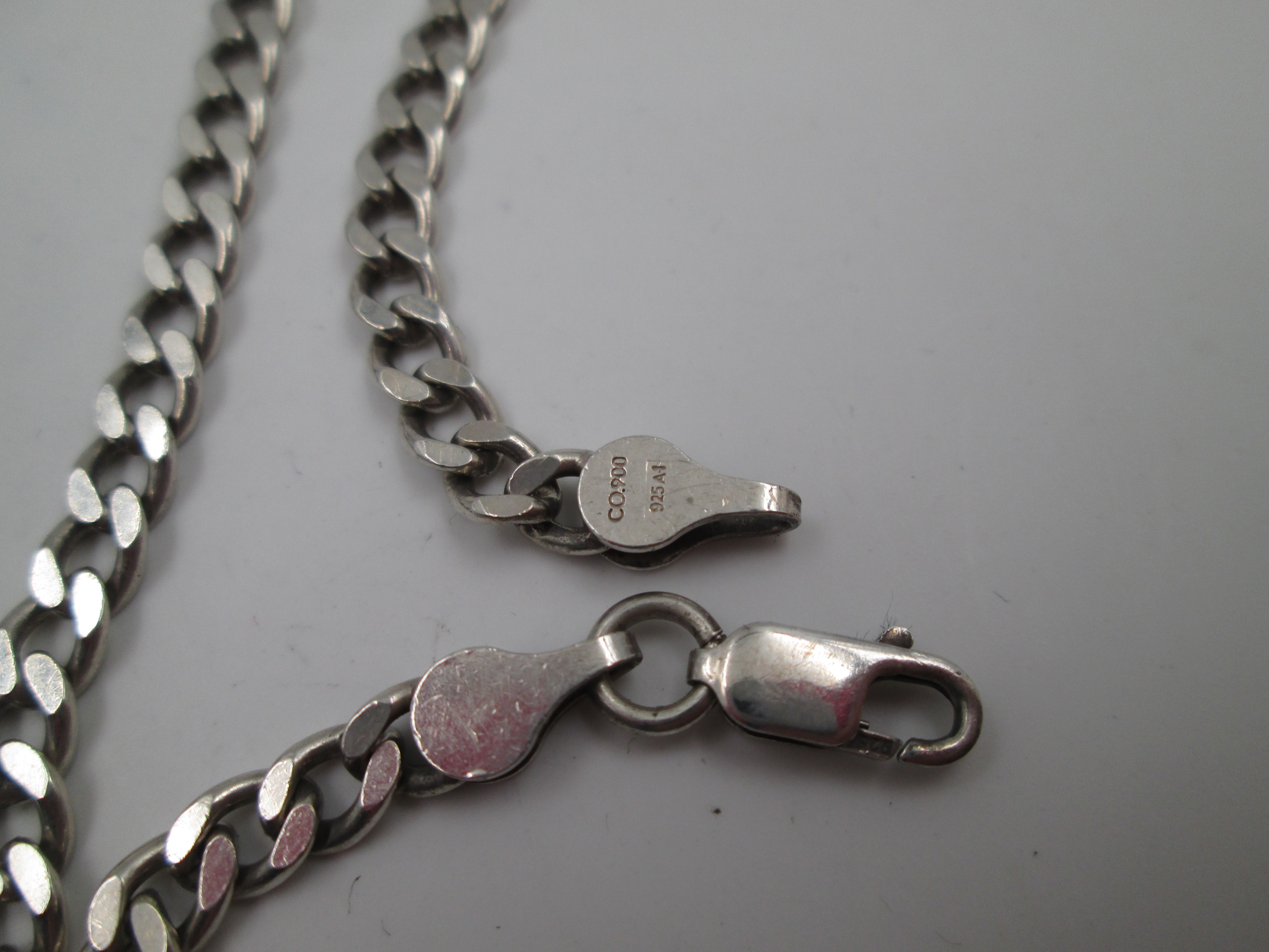 Womens Curb Chain Sterling Silver Interlocking Flat Links | El