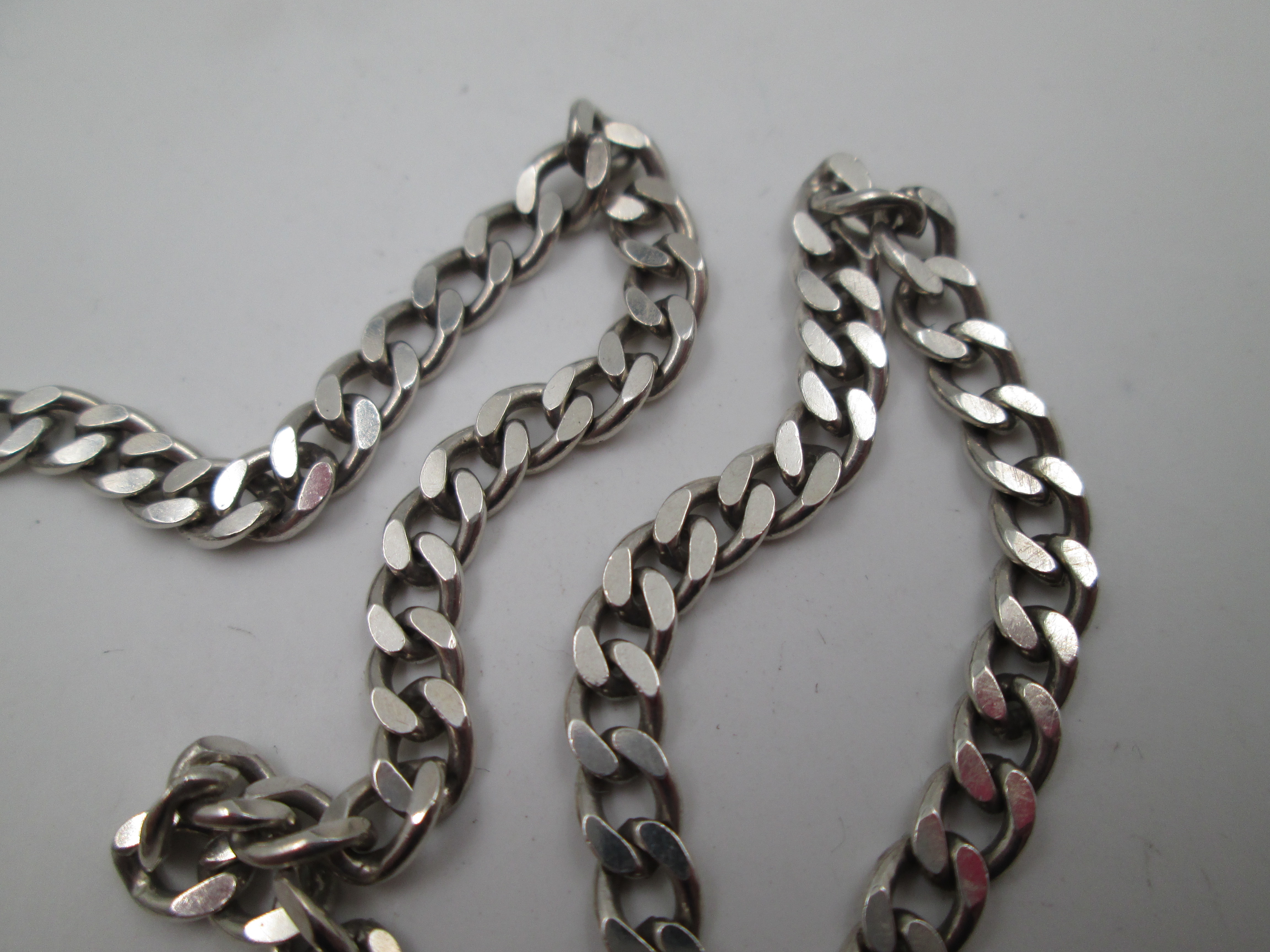 Womens Curb Chain Sterling Silver Interlocking Flat Links | El
