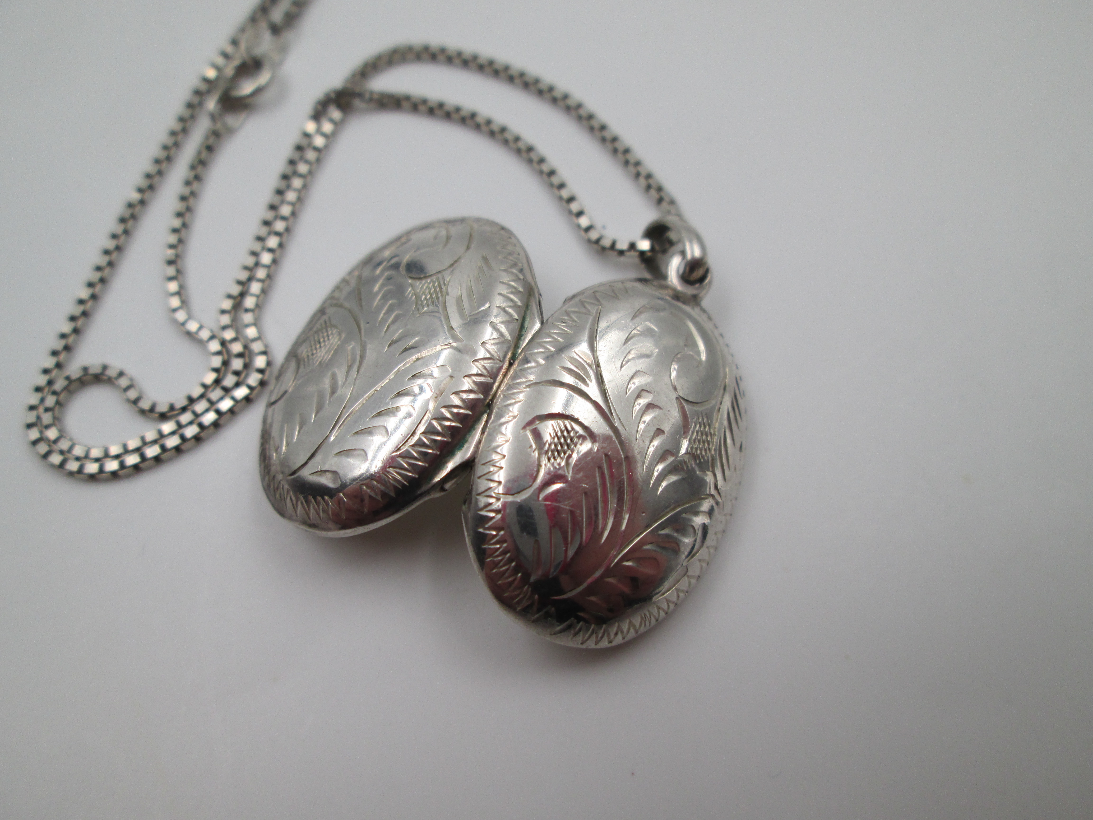 Vintage Engraved Silver Locket Necklace, Vintage Oval Locket