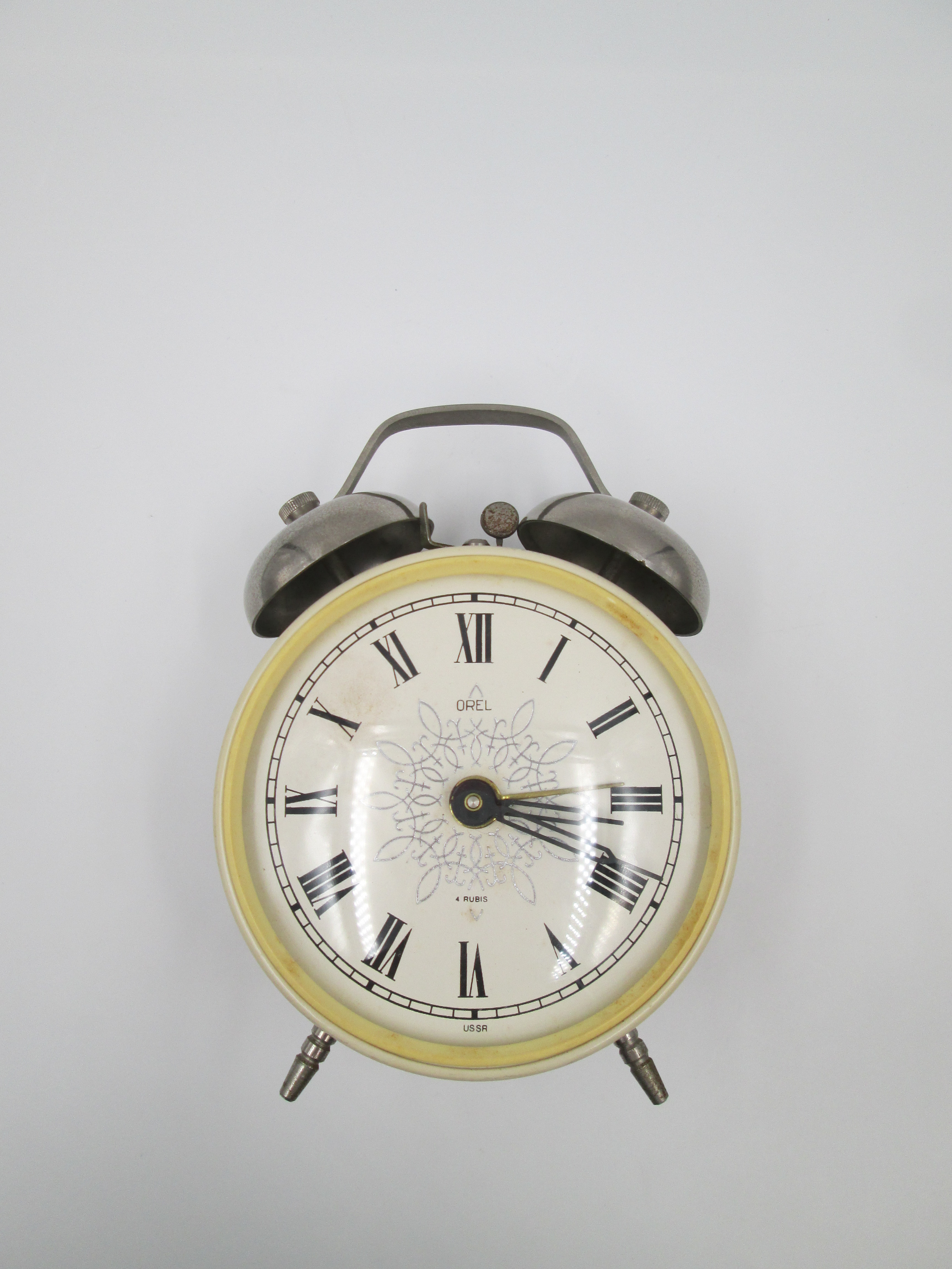 Reloj despertador vintage de metal y plástico para Mera-Poltik, Polonia  años 70