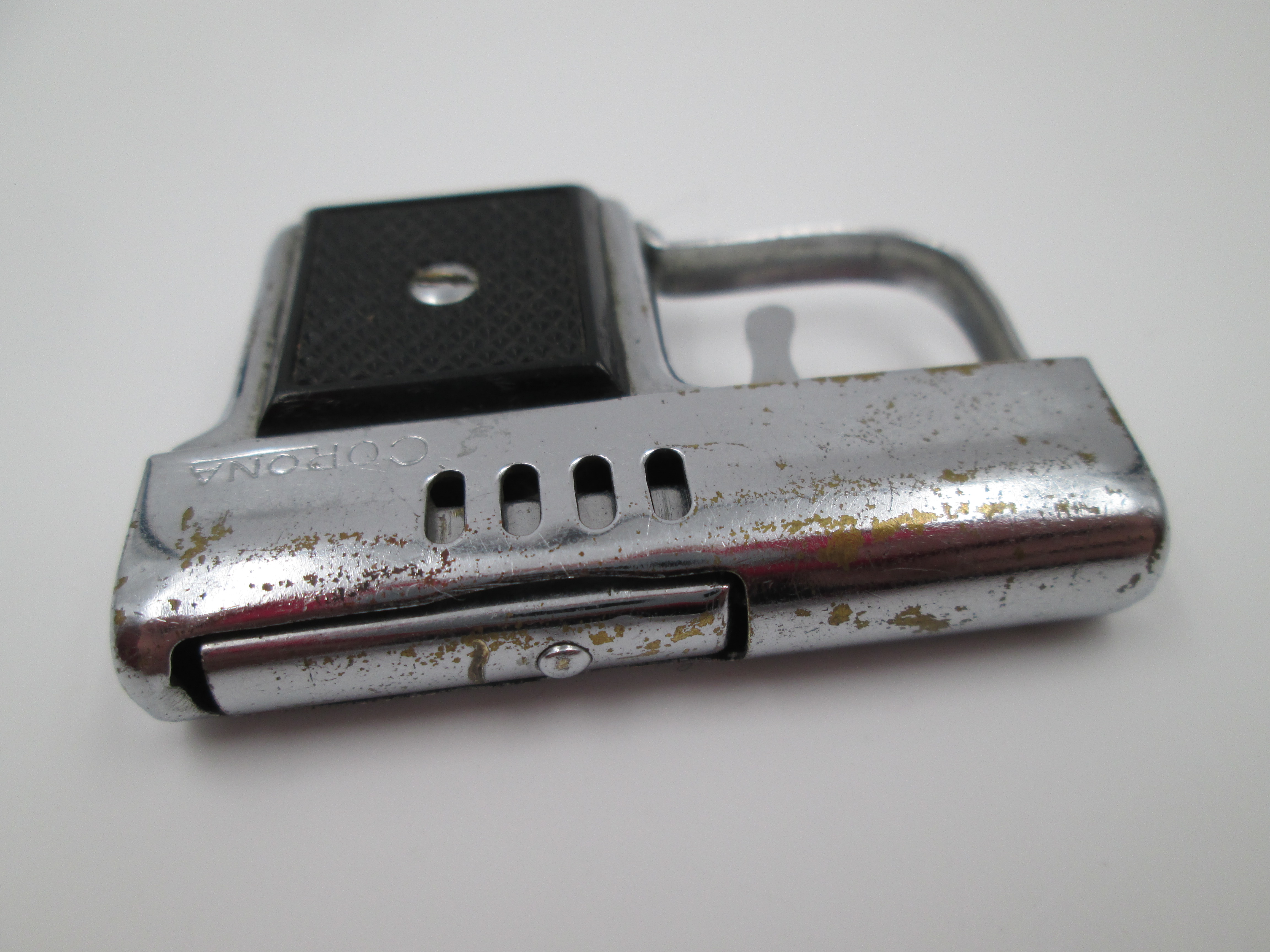 Encendedor Corona Miniatura Pistola Gasolina Metal 1950