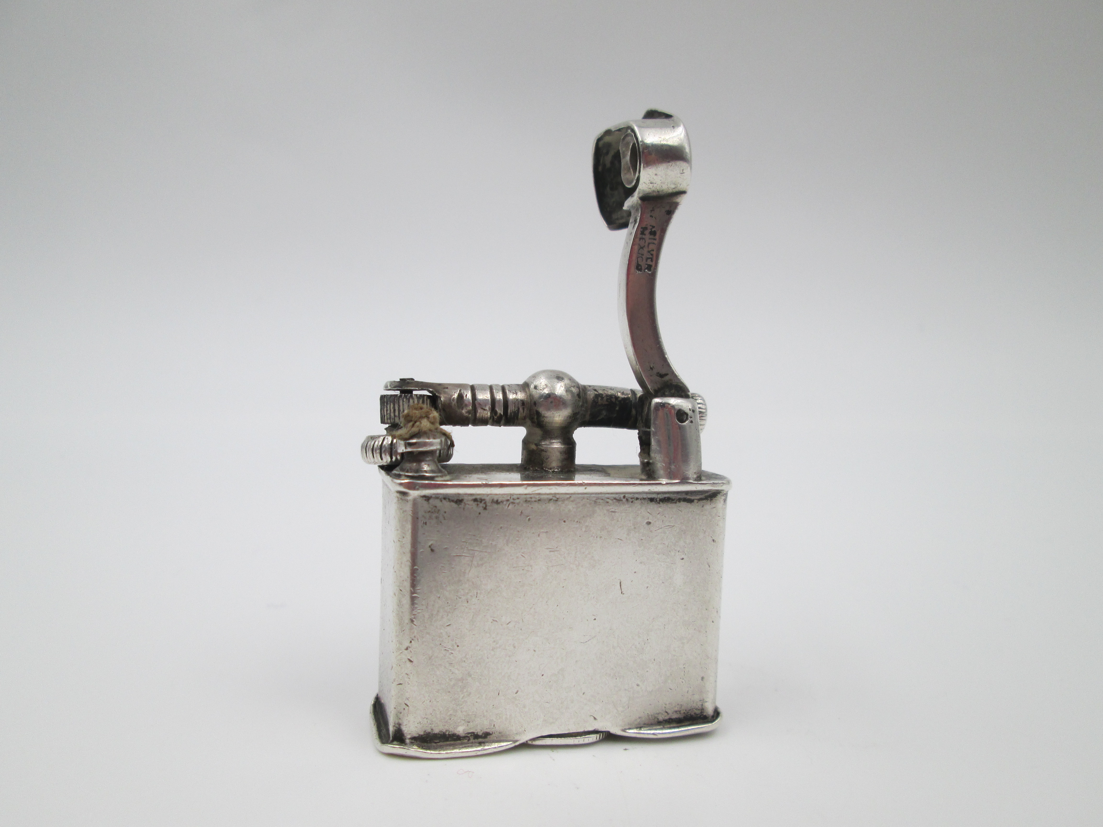 sterling silver cigarette lighter Petrol Lighter Hammer Type Sterling Silver Mexico 1940s