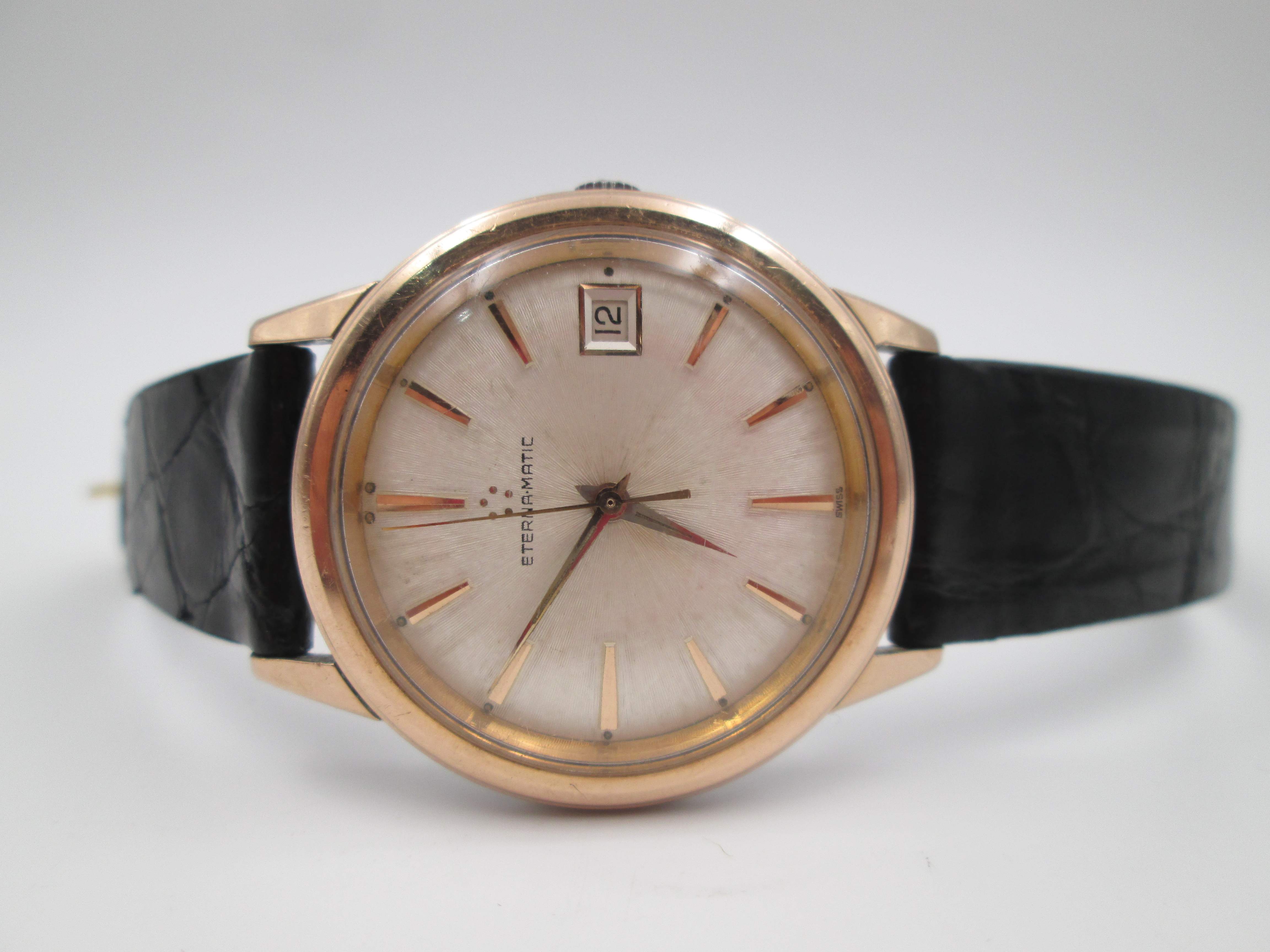Eterna Matic 14k Gold Cap Stainless Steel Automatic Calendar El