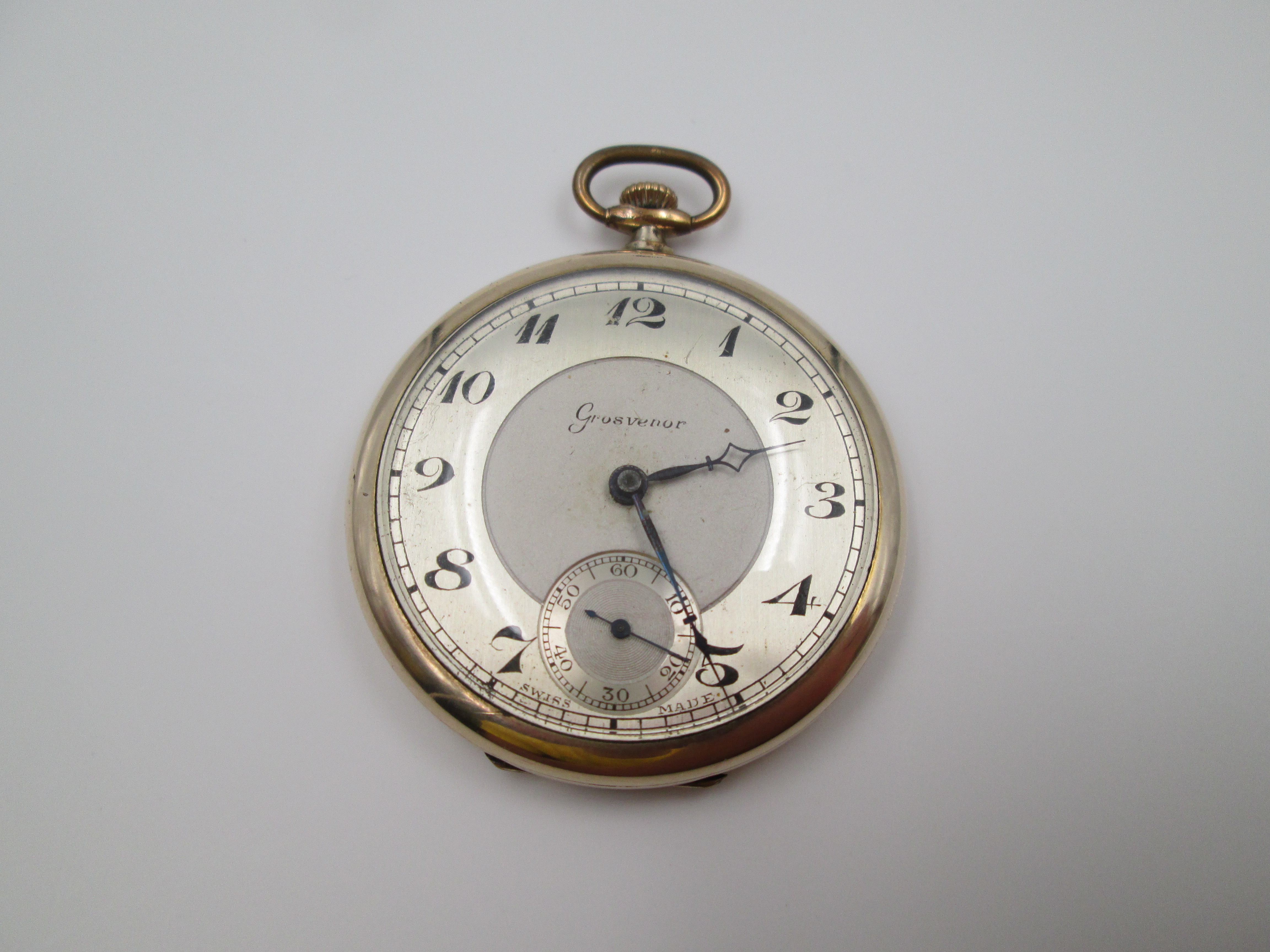 Grosvenor Gold Plated Stem-wind Bi-tone Dial 1930 Swiss | El