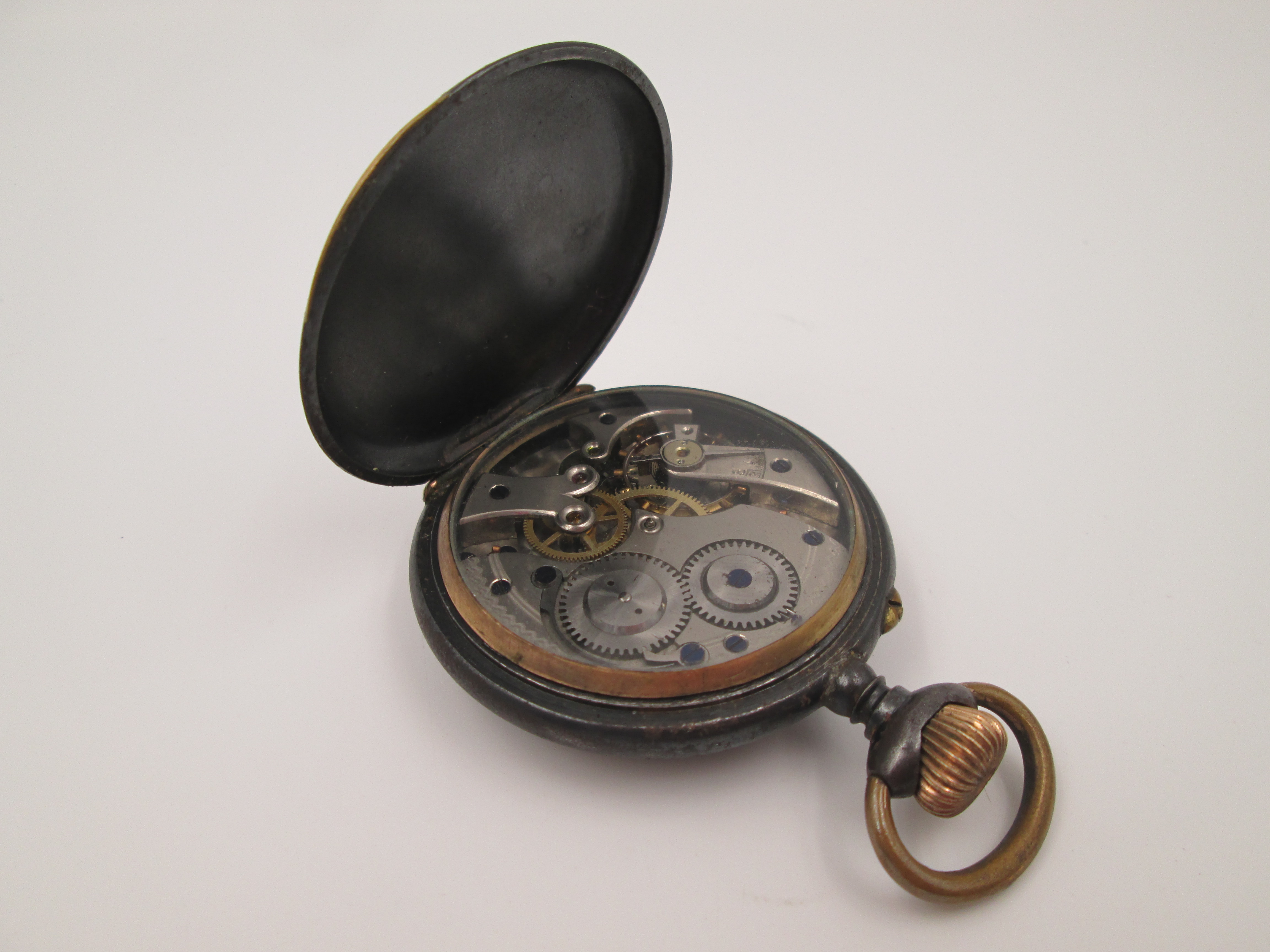 pago acre dividir reloj bolsillo hierro pavonado remontoir dial decorado 1900
