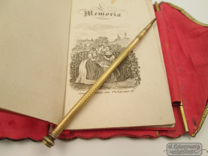 Carné de baile, Plata de ley y vermeil, Francia, Courtois Editeur, Motivos  florales y geométricos, 1870-1880, Portaminas