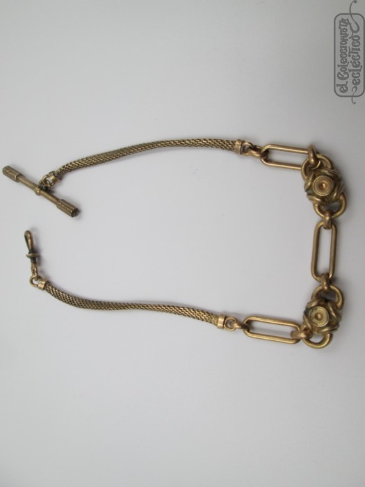 cadena reloj bolsillo chapada oro adornos vegetales barra y cordón