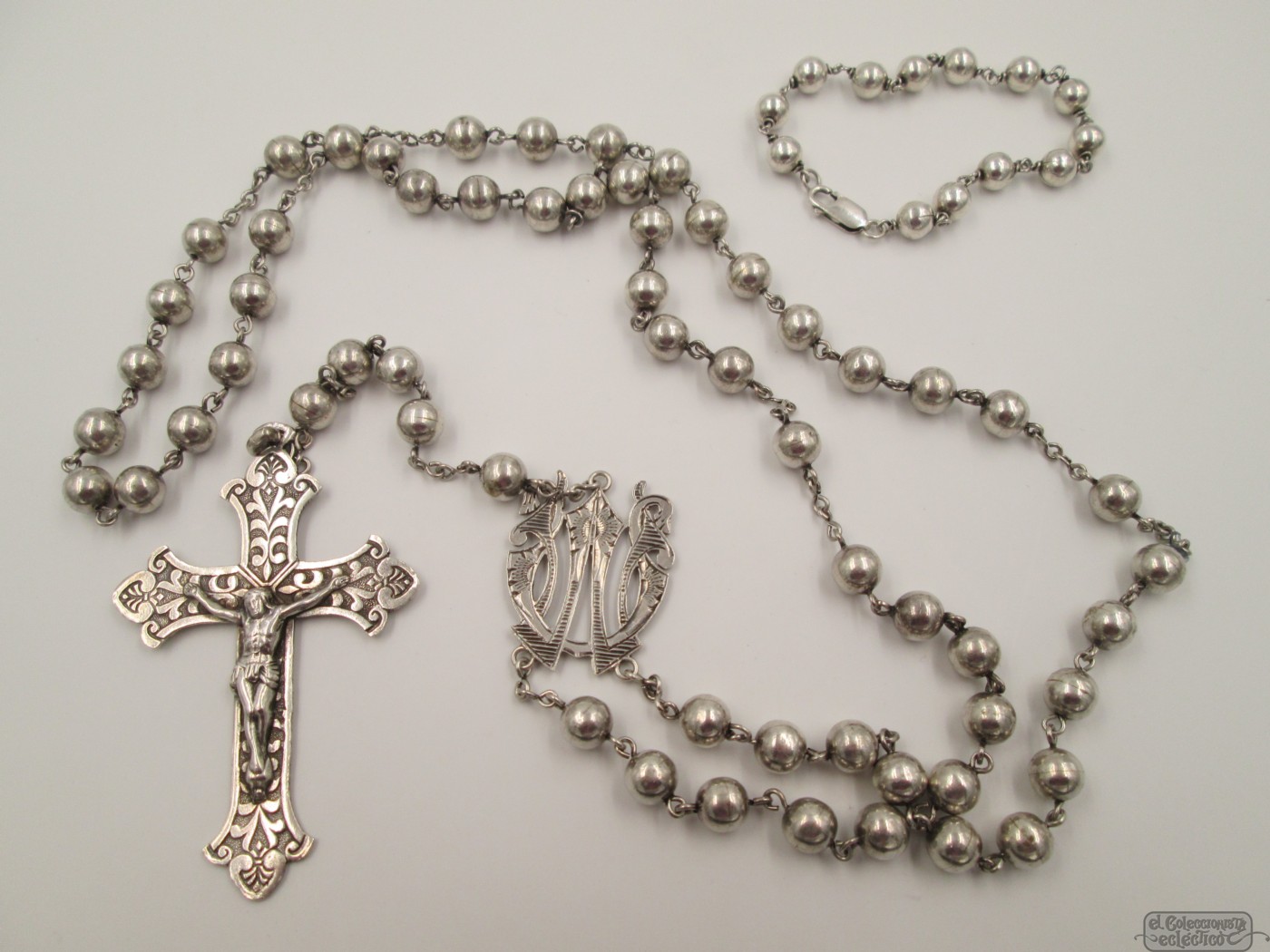 rosary with bracelet sterling silver ball beads 1950