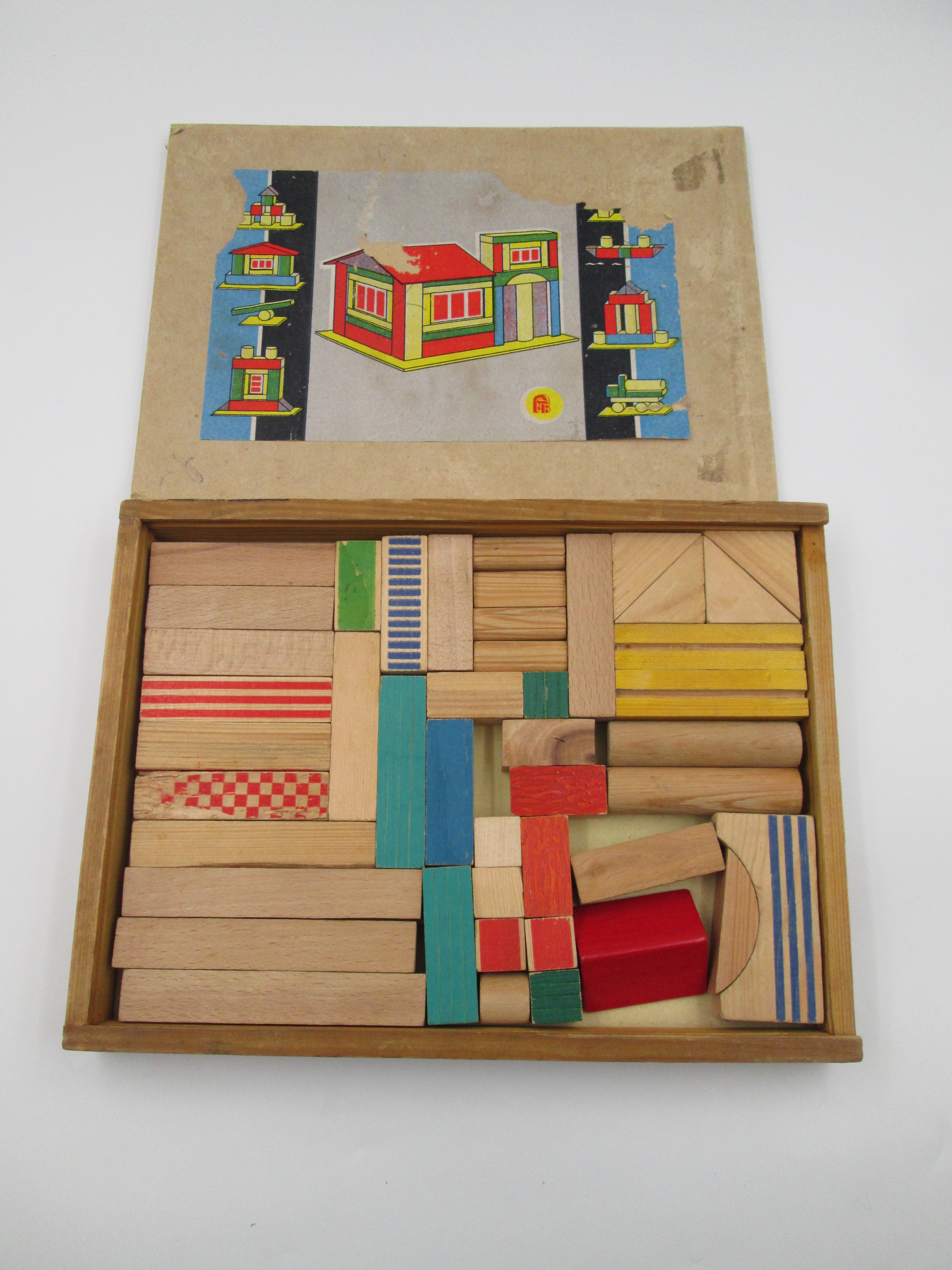 Juego De Construccion Arquitectura Piezas Madera Caja 1950 El