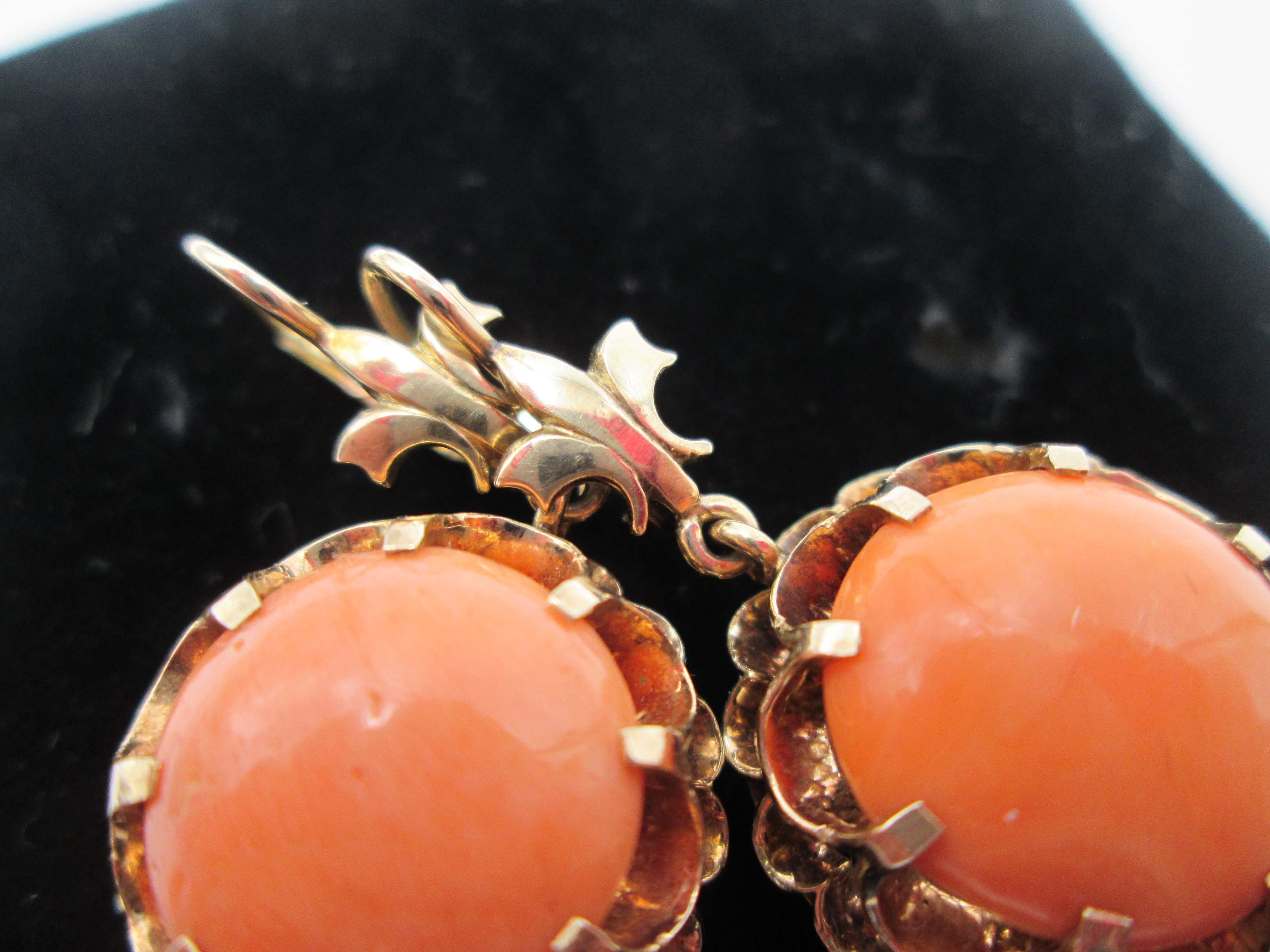 Ring And Earrings Set 14k Gold And Angel Skin Coral El