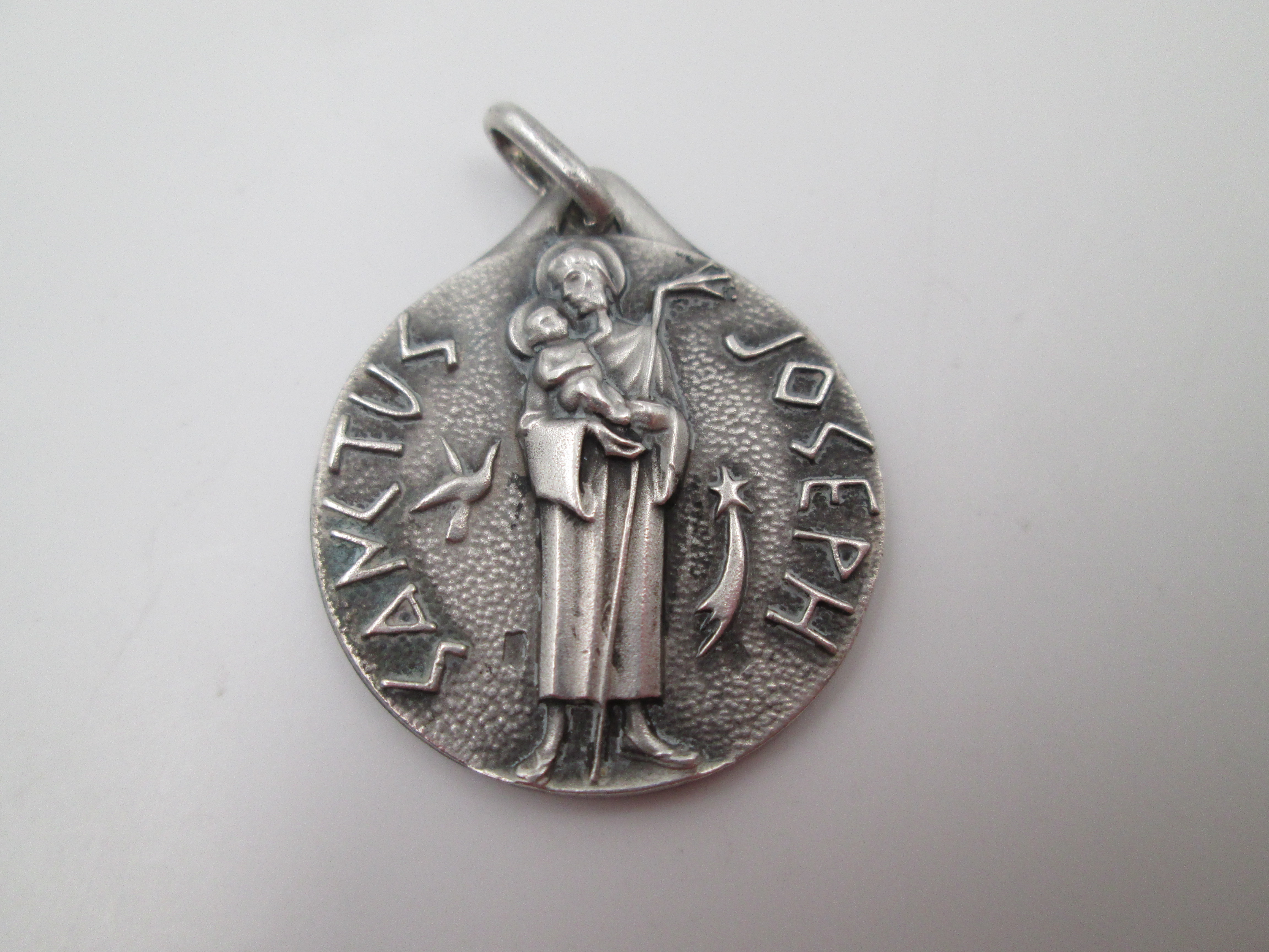 Saint Joseph Medal Sterling Silver High Relief 1970s | El