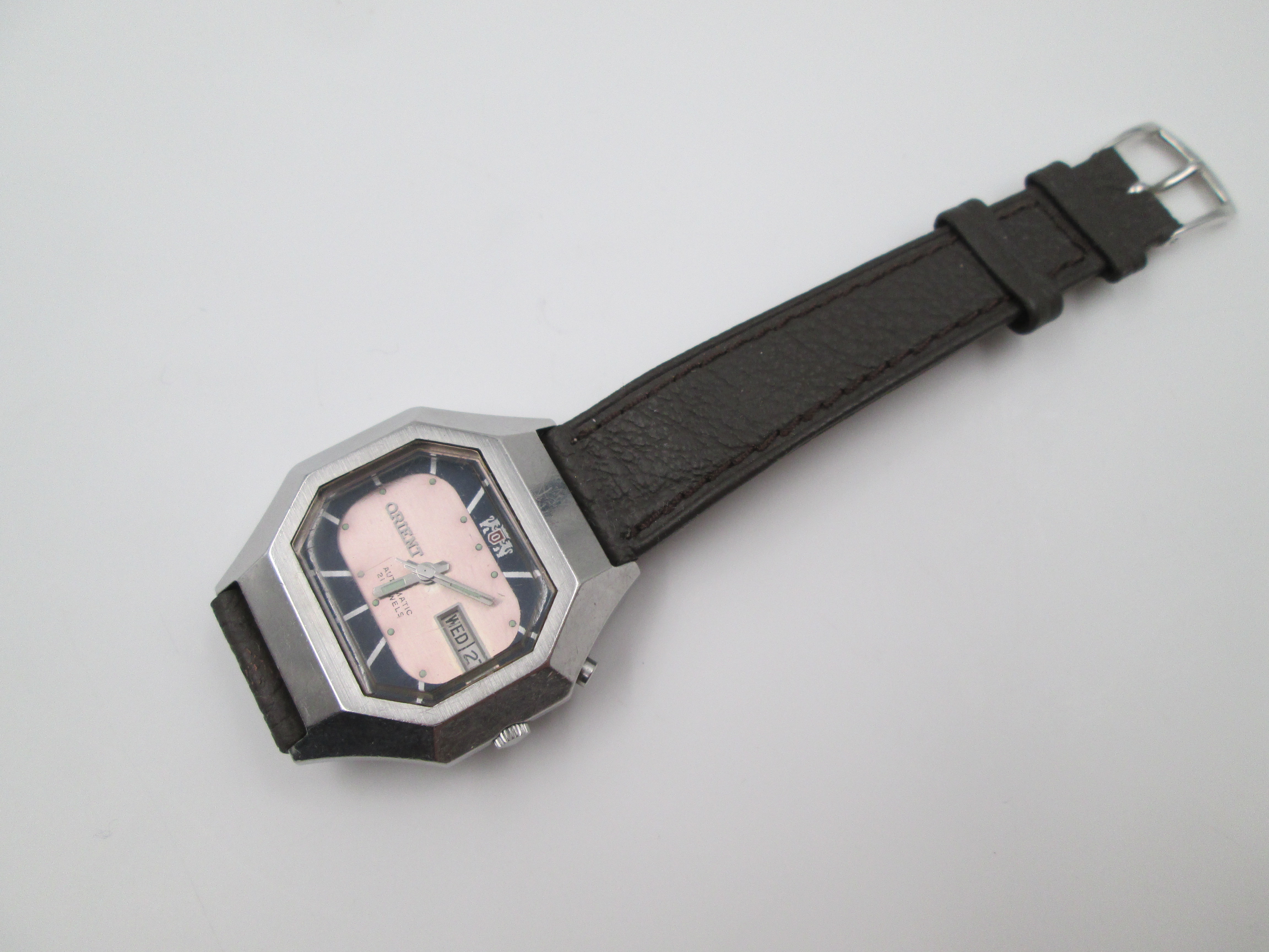Orient Steel Automatic Calendar Bitone Dial Octagonal Case