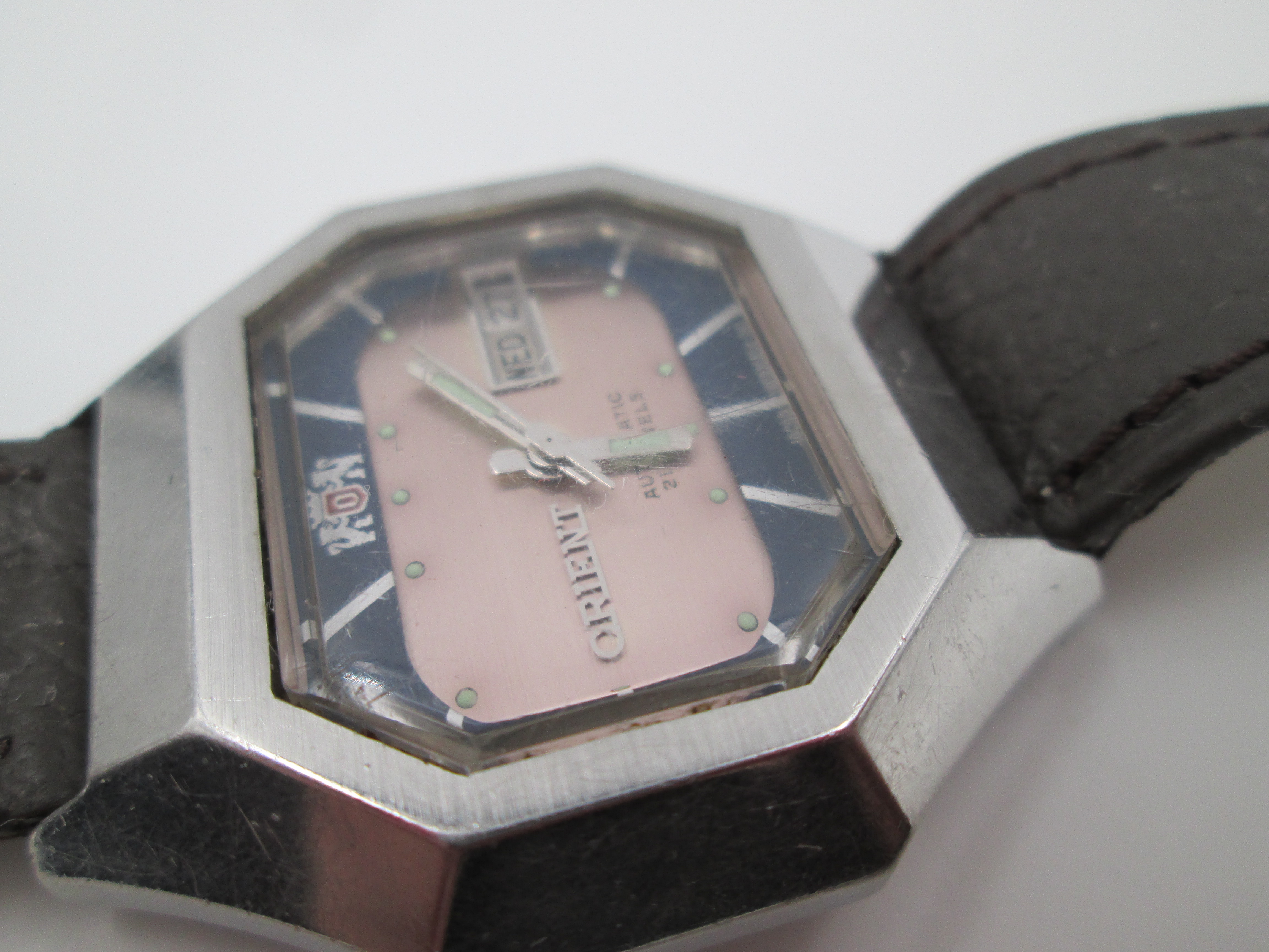 Orient Steel Automatic Calendar Bitone Dial Octagonal Case