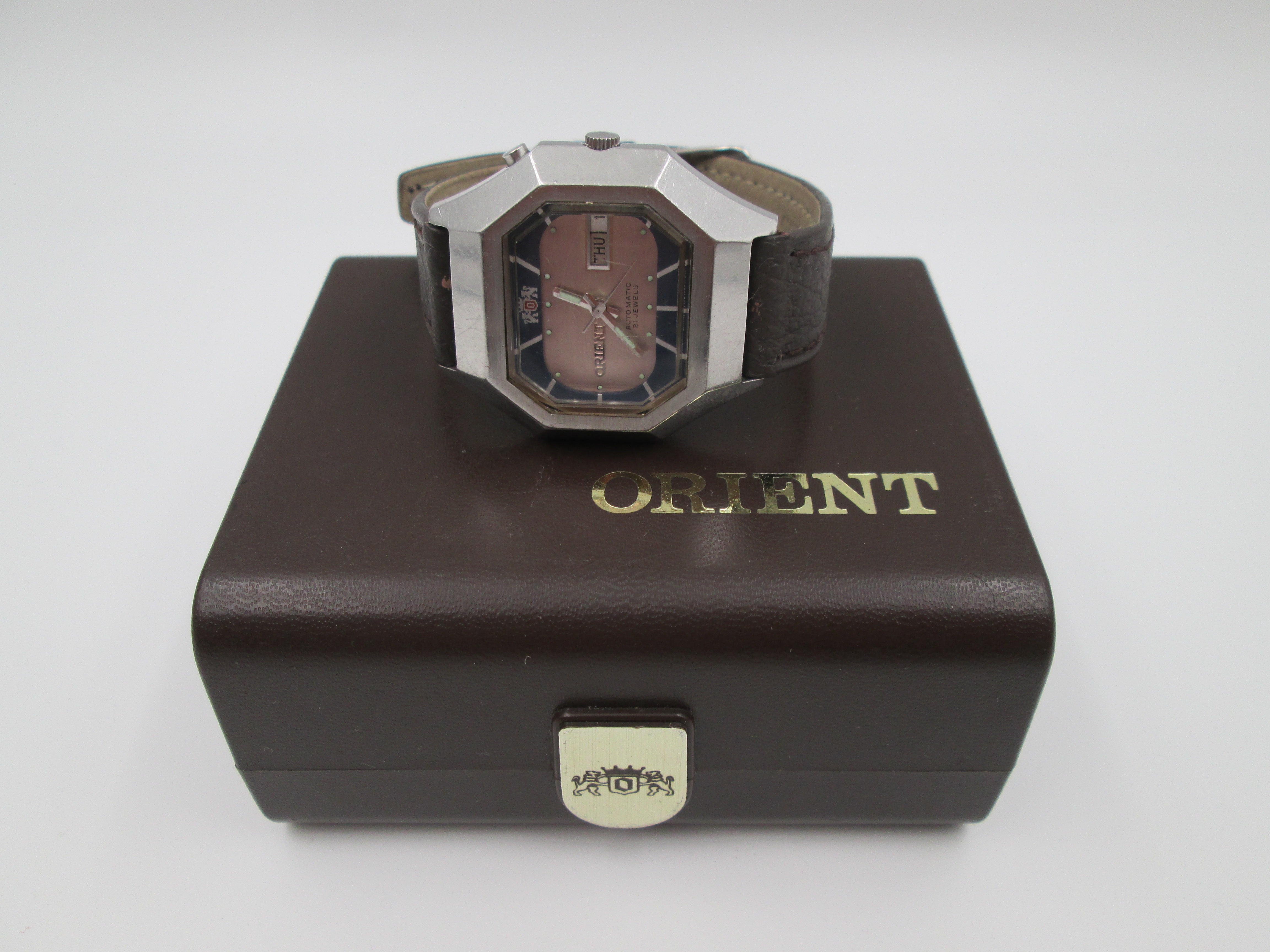 Orient Steel Automatic Calendar Bitone Dial Octagonal Case