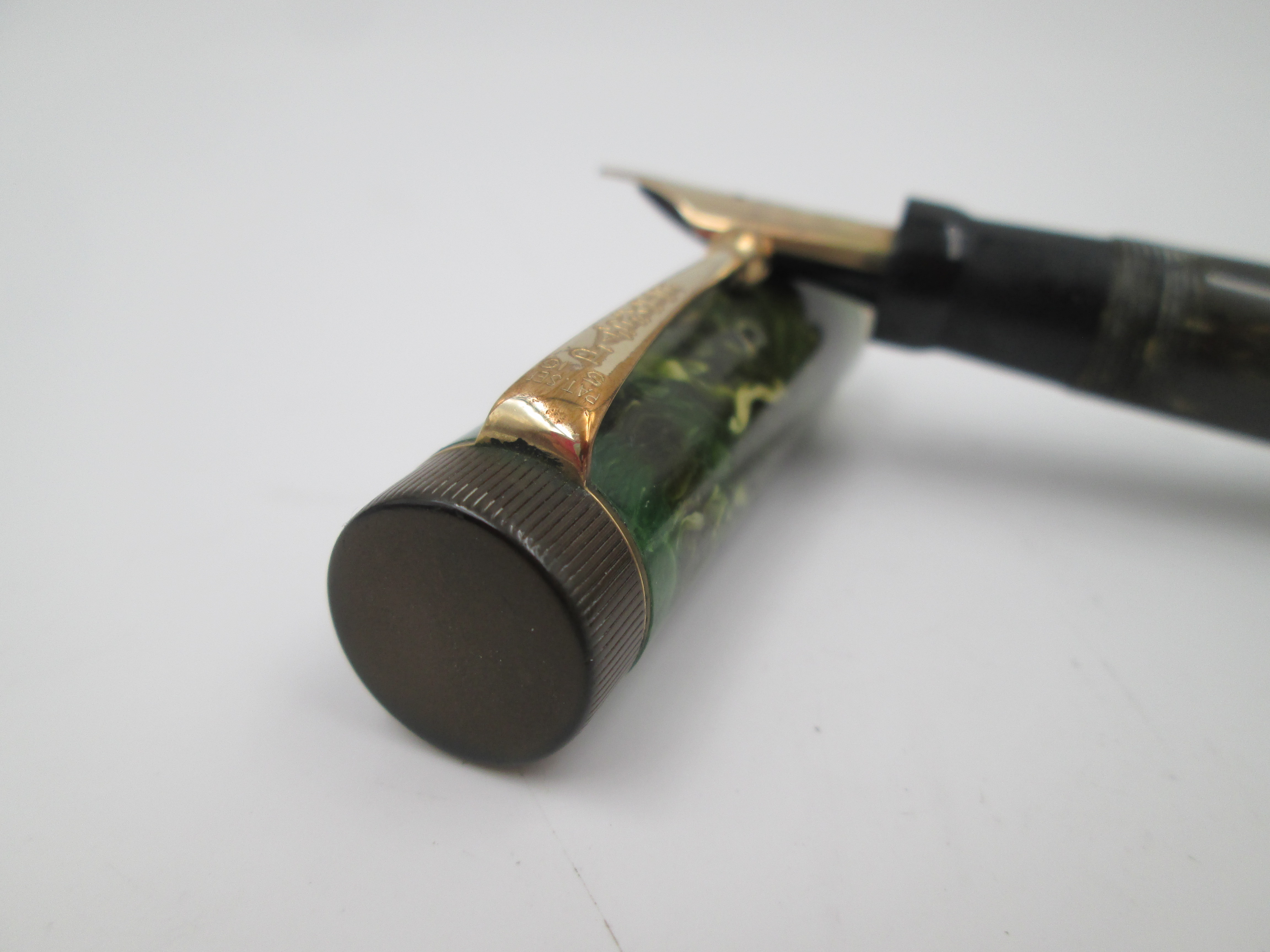 Parker Duofold Lucky Curve Green Celluloid Gold Plated 1920 | El