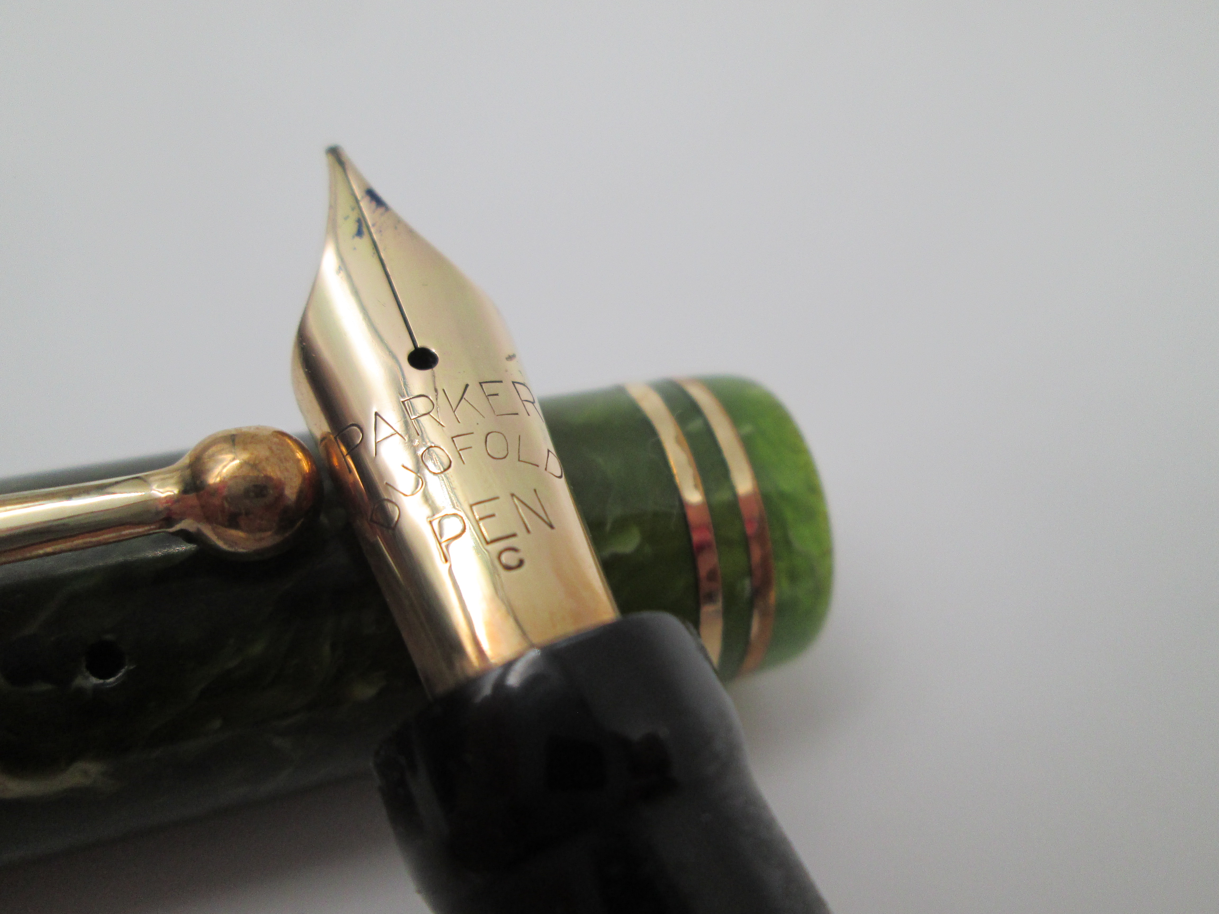 Parker Duofold Lucky Curve Green Celluloid Gold Plated 1920 | El