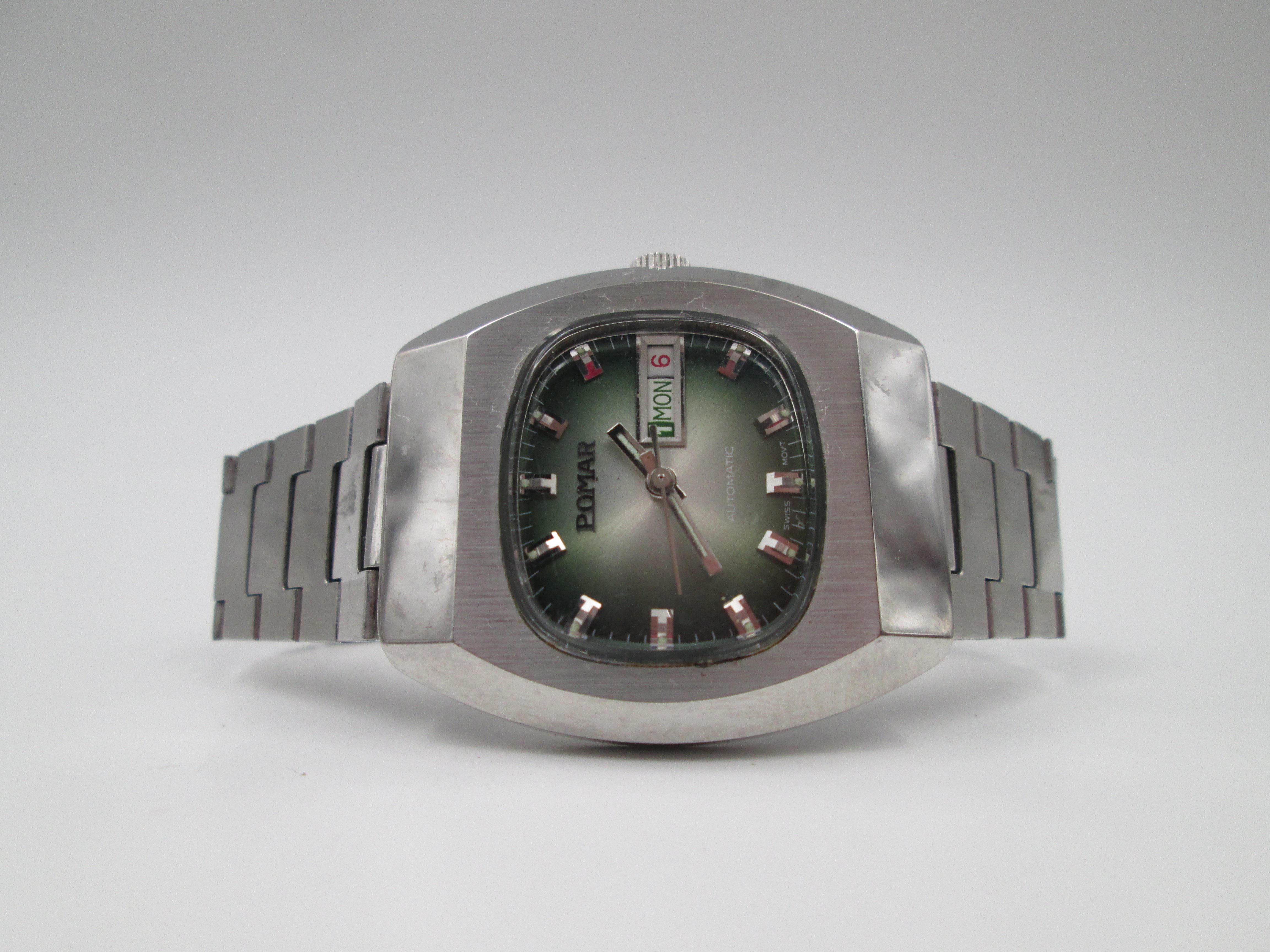 Pomar Acero Automatico Dial Tornasolado Calendario 1970 El Coleccionista Eclectico