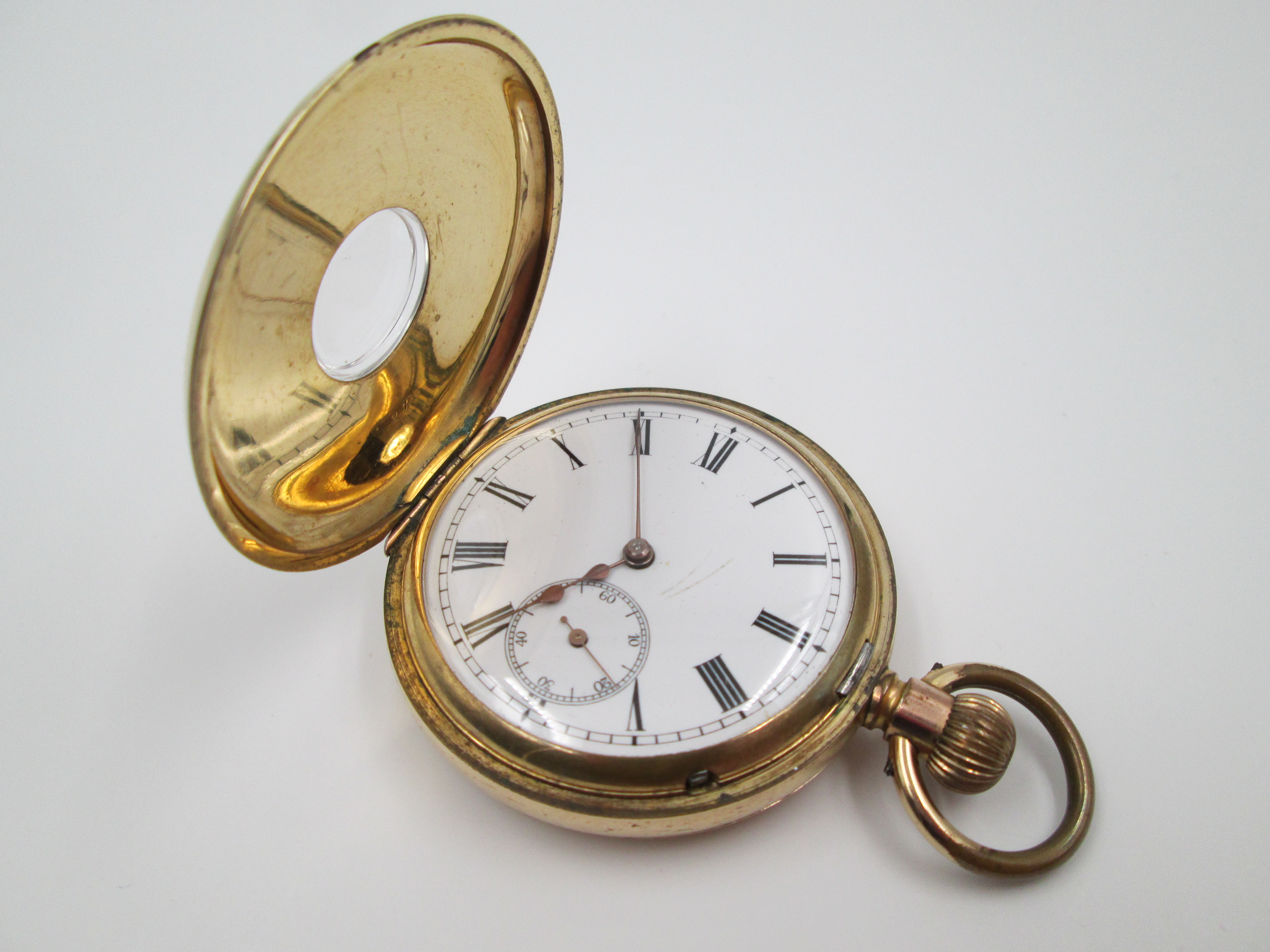 reloj bolsillo cazador chapado oro micras suiza