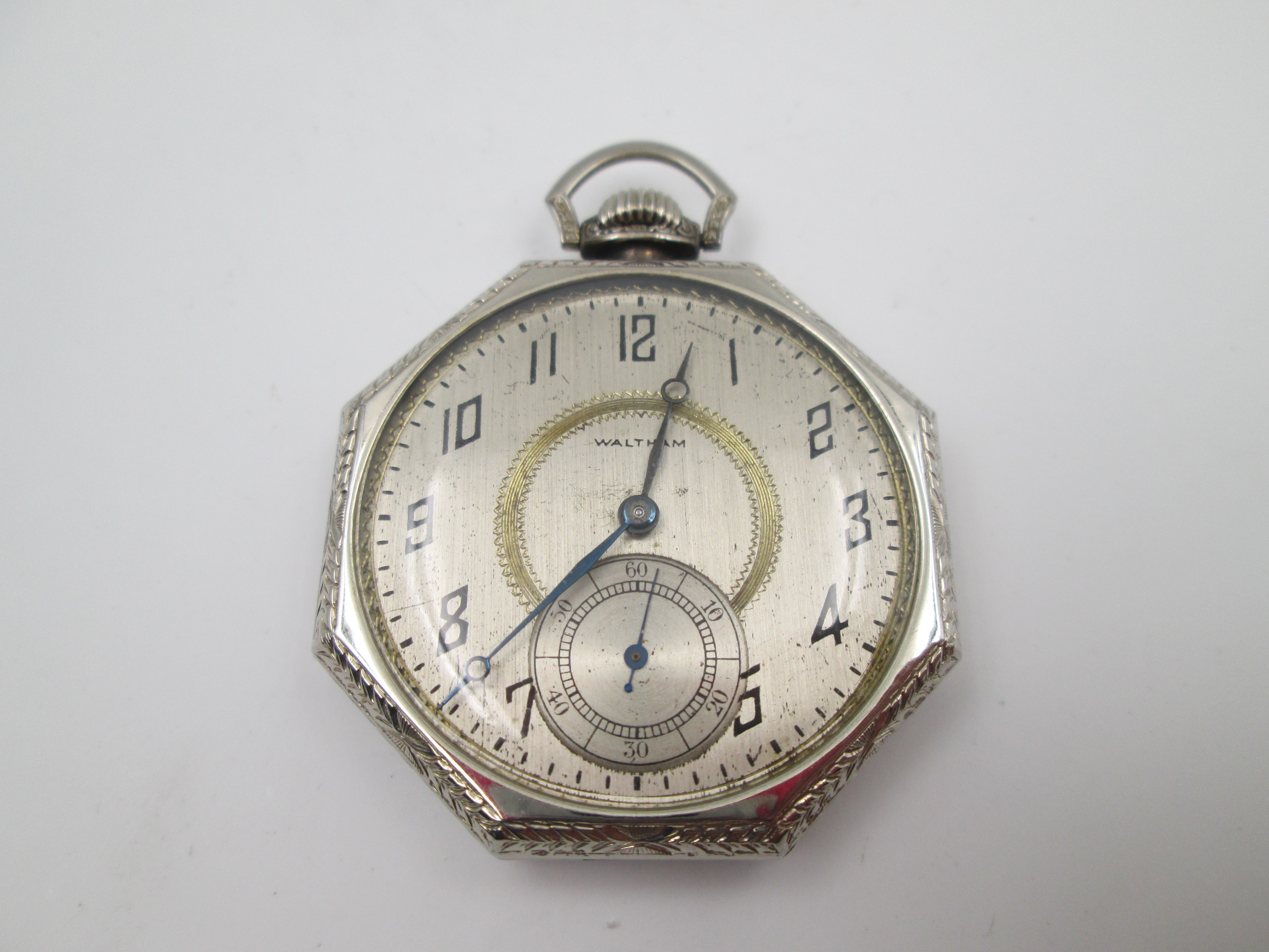 Waltham Open Face Art Deco Pocket Watch 14k White Gold Usa El Coleccionista Eclectico