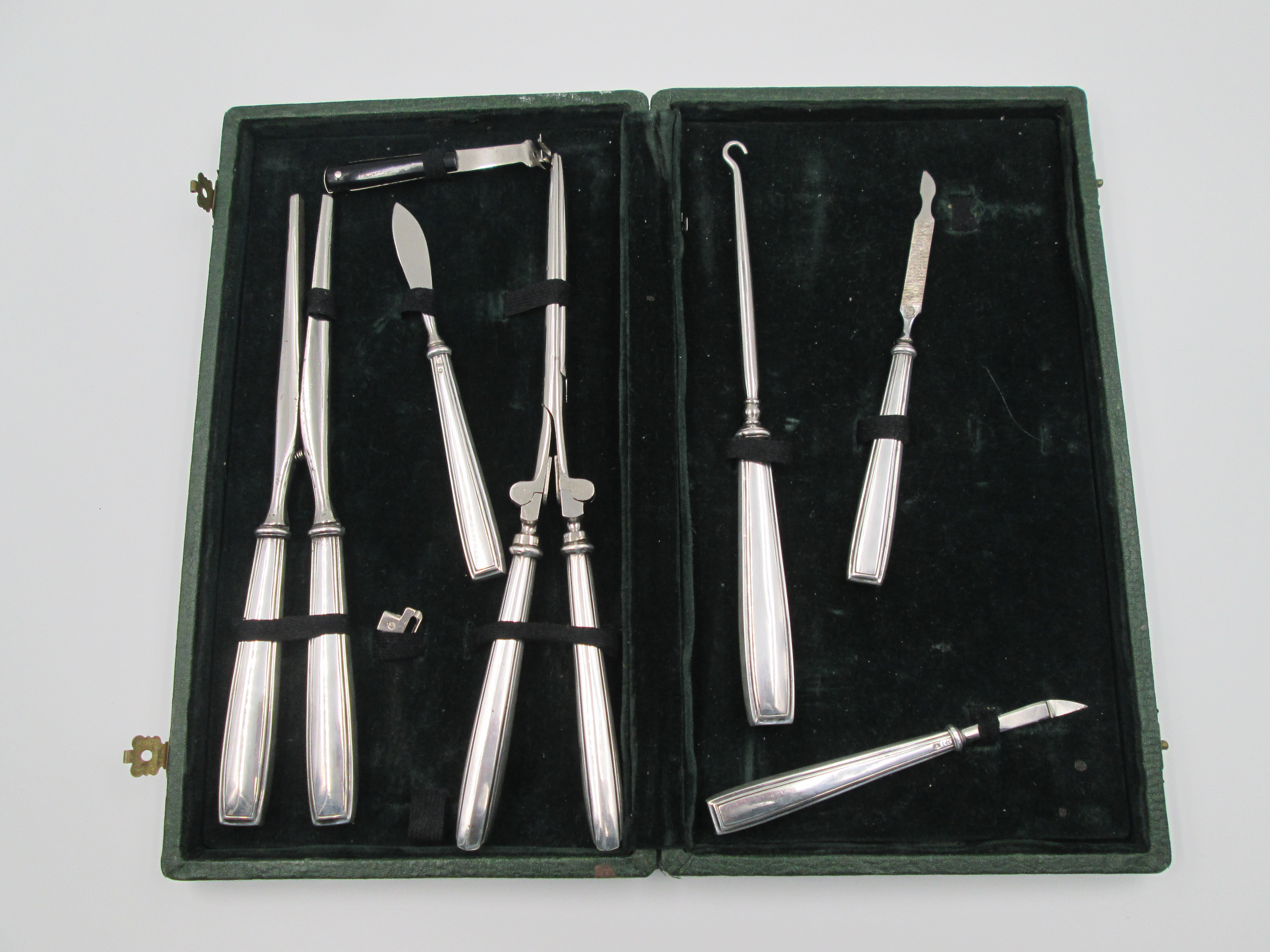 Sterling Silver Dresser Set Seven Tools 1930s Box