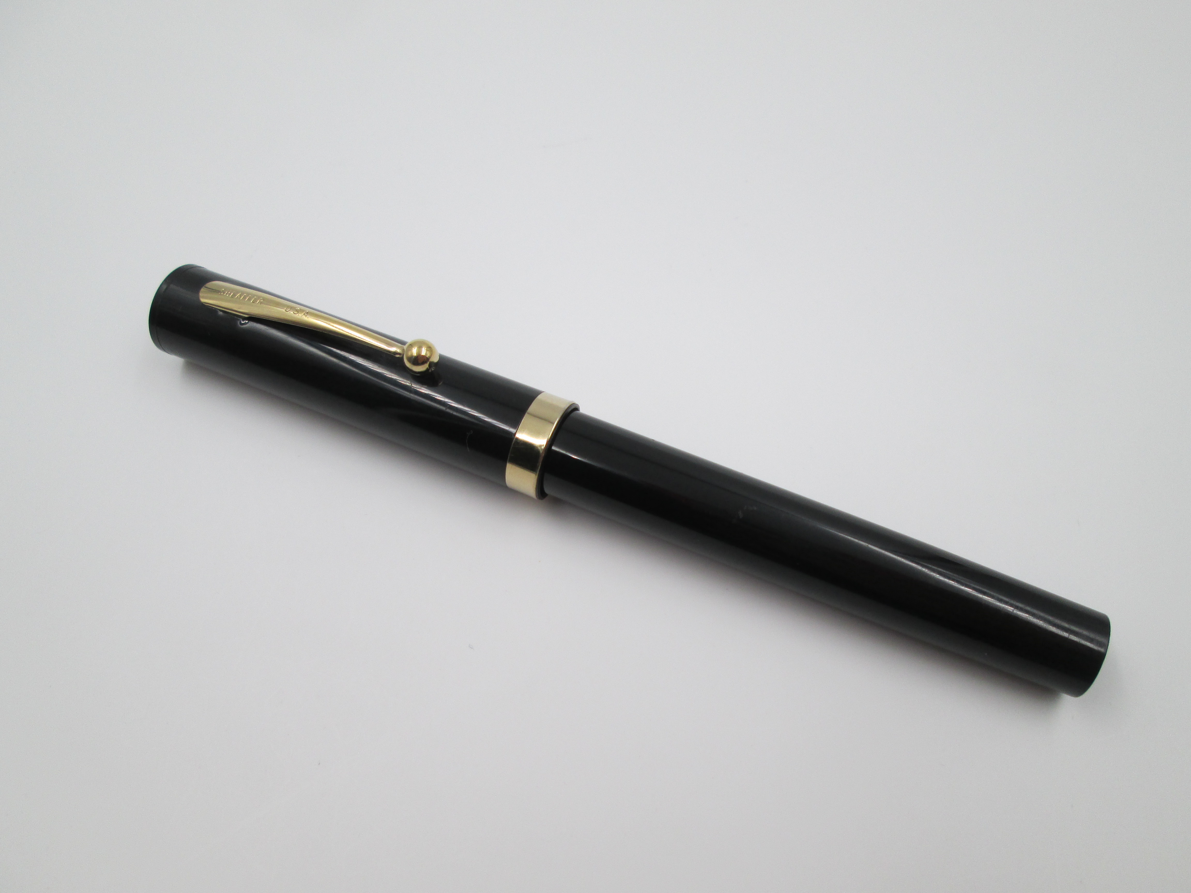 total capitán Eficiente sheaffer no nonsense vintage plastico negro y chapados oro