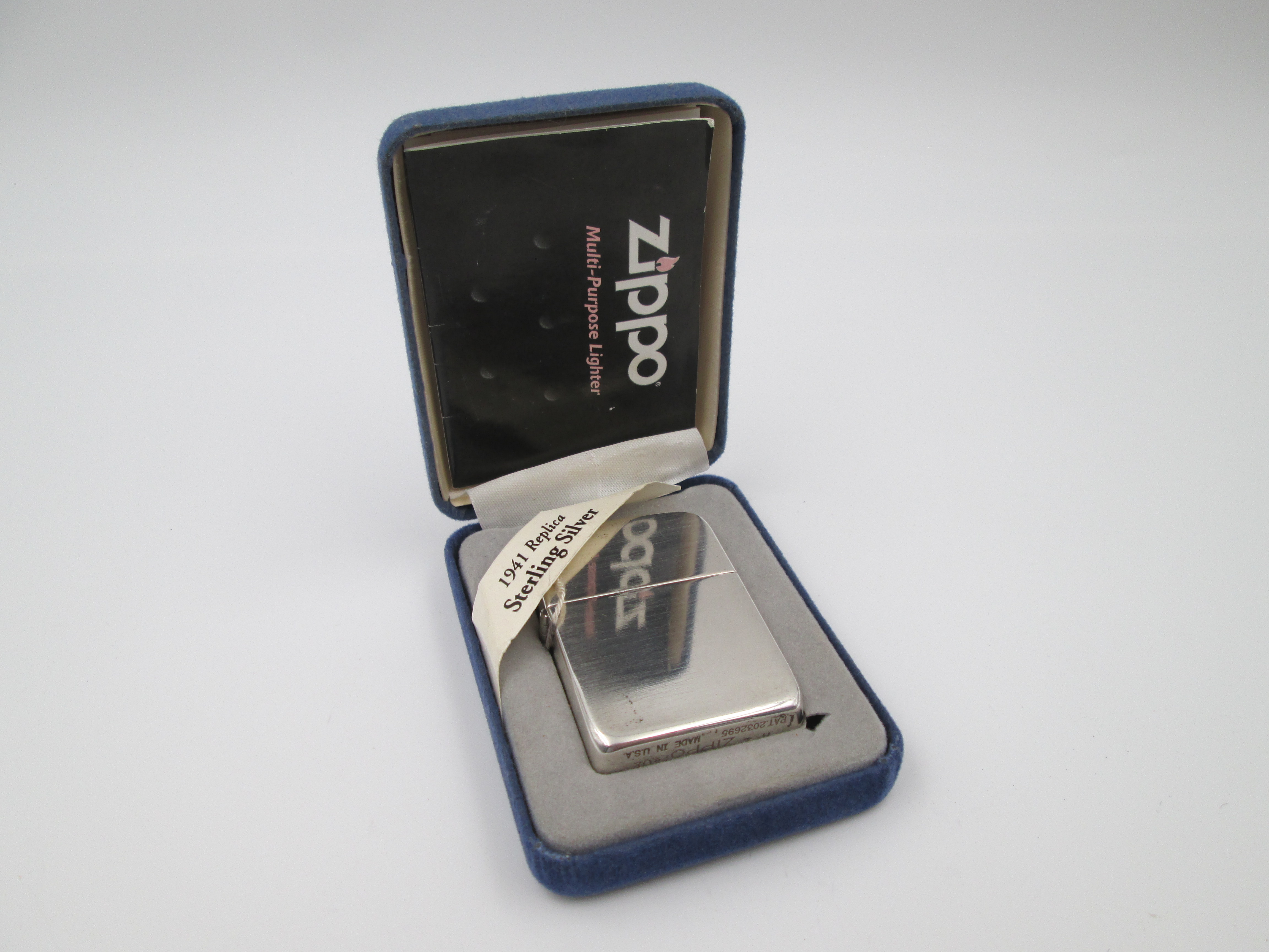 Sterling Silver Zippo Petrol Lighter 1941 Replica Model | El 